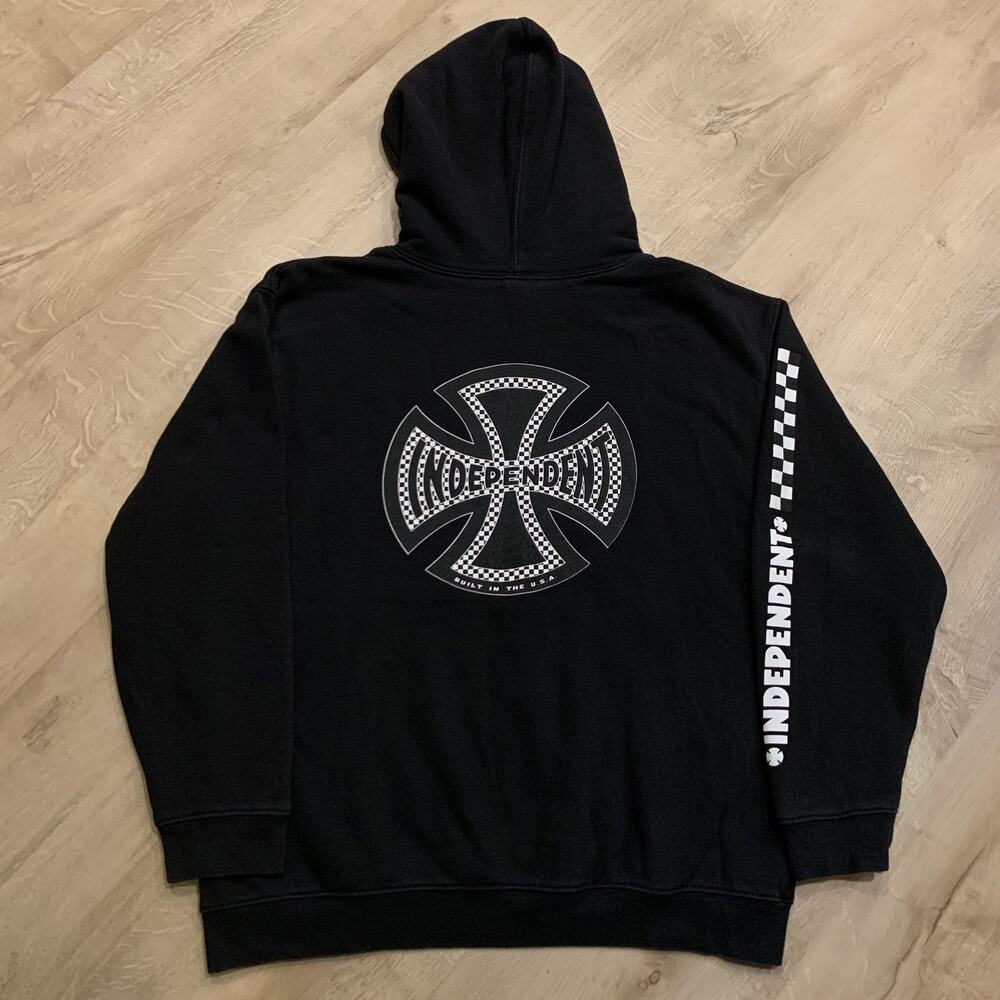 Y2K Independent Trucks Co Black White Cross Logo Hoodie Men's Large L Skater